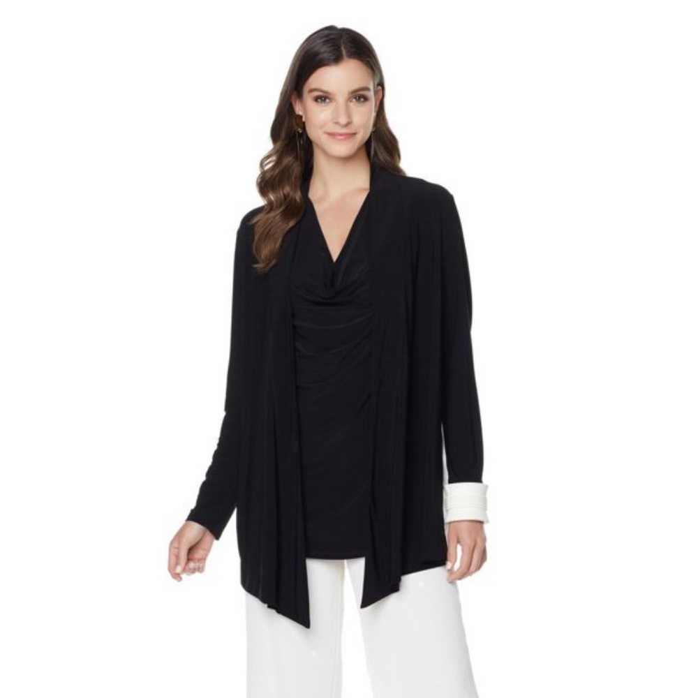 Natori Black Mixed Media Cardigan Size S